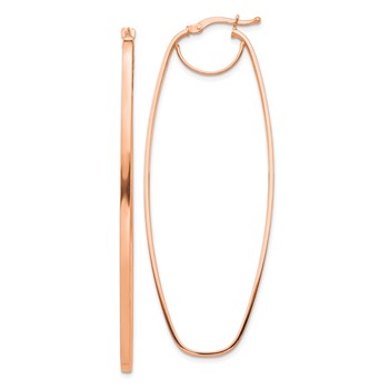 1/2pr 14k Rose Gold Polished 3mm Oval Dangle Hoop Earrings