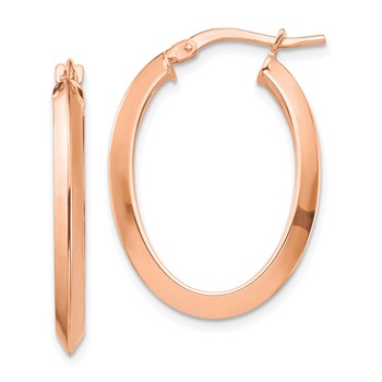 1/2pr 14k Rose Gold Polished 2.5mm Oval Hoop Earrings