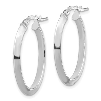 1/2pr 14k White Gold Polished 2.5mm Oval Hoop Earrings — alternate view