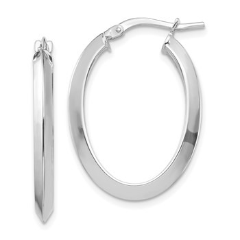 1/2pr 14k White Gold Polished 2.5mm Oval Hoop Earrings