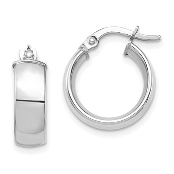 1/2pr 14k White Gold High Polished 5mm Hoop Earrings