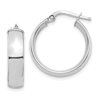 1/2pr 14k White Gold High Polished 5mm Hoop Earrings