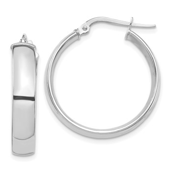 1/2pr 14k White Gold High Polished 5mm Hoop Earrings