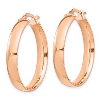 14k Rose Gold High Polished 5mm Hoop Earrings — alternate view