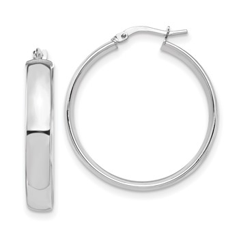 1/2pr 14k White Gold High Polished 5mm Hoop Earrings