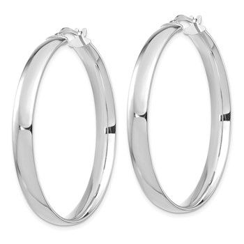 14k White Gold High Polished 5mm Hoop Earrings — alternate view
