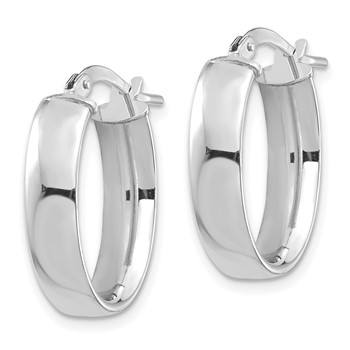 1/2pr 14k White Gold High Polished 5mm Oval Hoop Earrings — alternate view