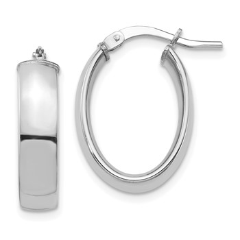 1/2pr 14k White Gold High Polished 5mm Oval Hoop Earrings