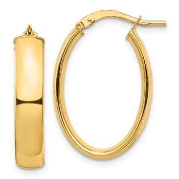 1/2pr 14k High Polished 5mm Oval Hoop Earrings