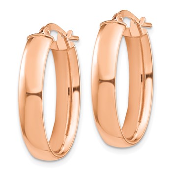 1/2pr 14k Rose Gold High Polished 5mm Oval Hoop Earrings — alternate view
