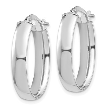 1/2pr 14k White Gold High Polished 5mm Oval Hoop Earrings — alternate view