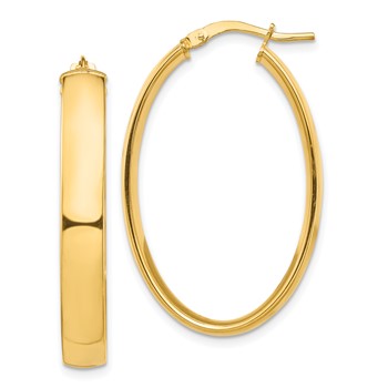 1/2pr 14k High Polished 5mm Oval Hoop Earrings