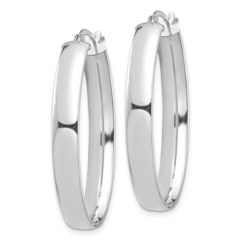 1/2pr 14k White Gold High Polished 5mm Oval Hoop Earrings — alternate view
