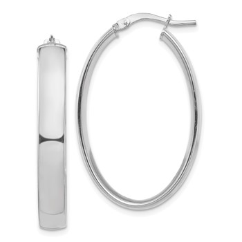 1/2pr 14k White Gold High Polished 5mm Oval Hoop Earrings