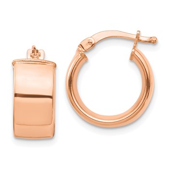 1/2pr 14k Rose Gold High Polished 7mm Hoop Earrings
