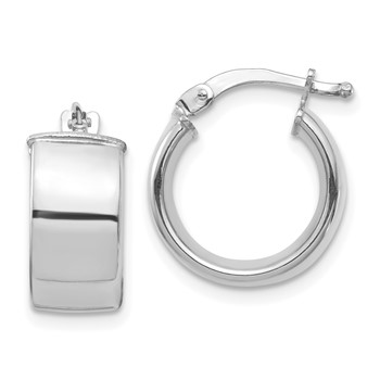 1/2pr 14k White Gold High Polished 7mm Hoop Earrings