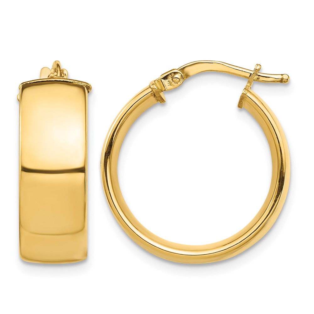 14k High Polished 7mm Hoop Earrings