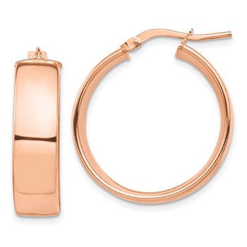 1/2pr 14k Rose Gold High Polished 7mm Hoop Earrings