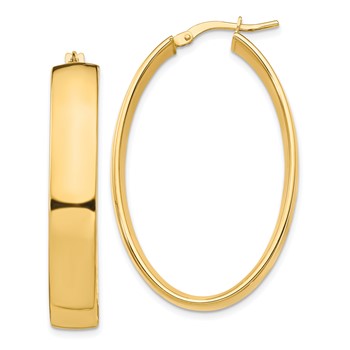 1/2pr 14k High Polished 7mm Oval Hoop Earrings