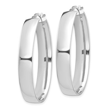 1/2pr 14k White Gold High Polished 7mm Oval Hoop Earrings — alternate view