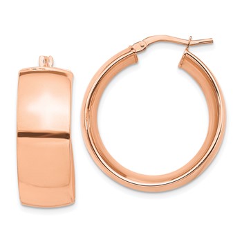 1/2pr 14k Rose Gold High Polished 10mm Hoop Earrings