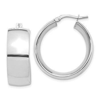 1/2pr 14k White Gold High Polished 10mm Hoop Earrings