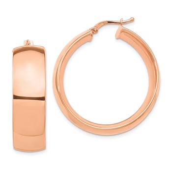 1/2pr 14k Rose Gold High Polished 10mm Hoop Earrings