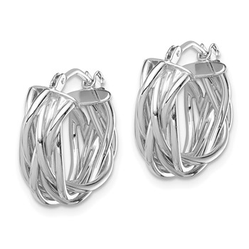14k White Polished Braided Hoop Earrings — alternate view