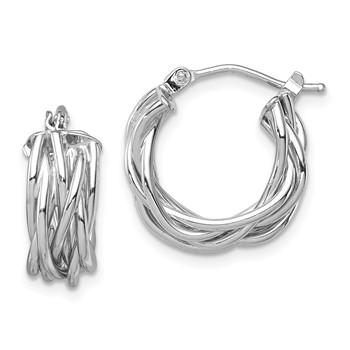 14k White Polished Braided Hoop Earrings