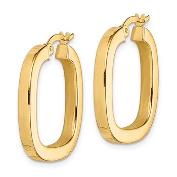 14K 3x23mm Square Tube Hollow Hoop Earrings — alternate view