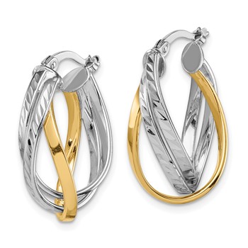 14K Two Tone Hoop Earrings — alternate view