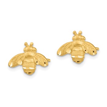 14K Diamond-cut Bee Post Earrings — alternate view