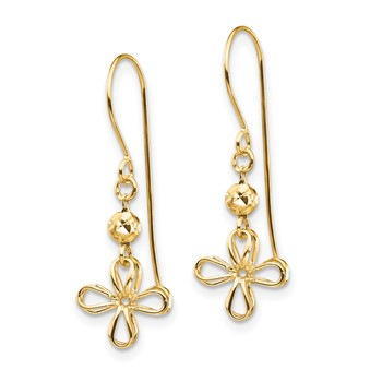 14k Open Clover Dangle French Wire Earrings — alternate view
