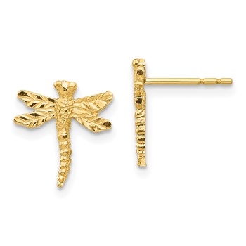 14K Textured Dragonfly Post Earrings