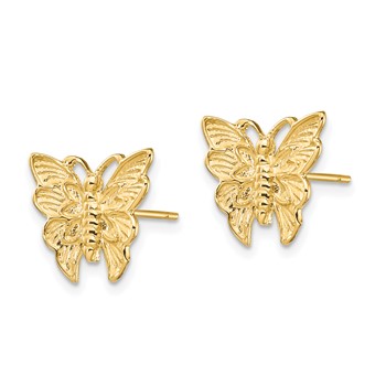 14K Polished Butterfly Post Earrings — alternate view