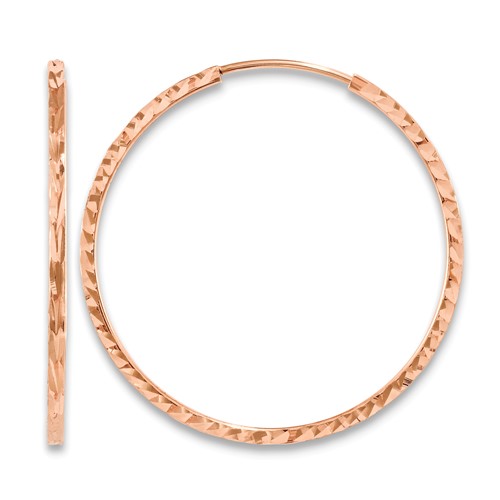 14k Rose Gold 1.60mm D/C Square Tube Endless Hoop Earrings