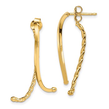 14k Polished & Twisted Front & Back Post Earrings