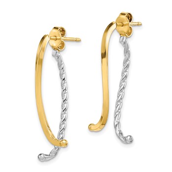 14k Two-tone Polished & Twisted Front & Back Post Earrings — alternate view