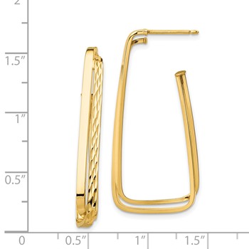 14k Polished & D/C Fancy Post Earrings — alternate view