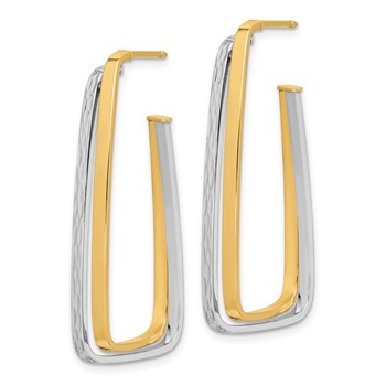 14k Two-tone Polished & D/C Fancy Post Earrings — alternate view
