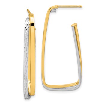 14k Two-tone Polished & D/C Fancy Post Earrings