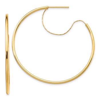 1/2pr 14k 1.5x45mm Polished with D/C wire Hoop Earrings