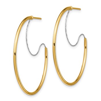 1/2pr 14k 1.5x35mm Polished with D/C wire Hoop Earrings — alternate view