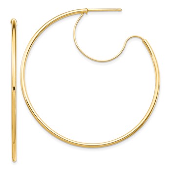 1/2pr 14k 1.5x45mm Polished with Polished wire Hoop Earrings