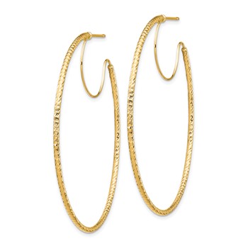 1/2pr 14k 1.5x50mm D/C with Polished wire Hoop Earrings — alternate view