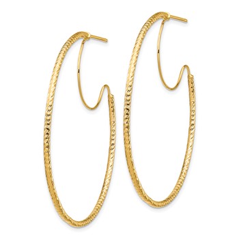 1/2pr 14k 1.5x45mm D/C with Polished wire Hoop Earrings — alternate view