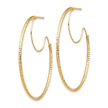1/2pr 14k 1.5x40mm D/C with Polished wire Hoop Earrings — alternate view
