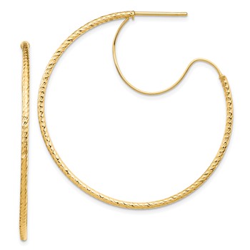 1/2pr 14k 1.5x40mm D/C with Polished wire Hoop Earrings