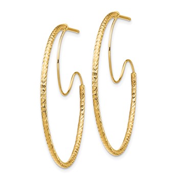 1/2pr 14k 1.5x35mm D/C with Polished wire Hoop Earrings — alternate view