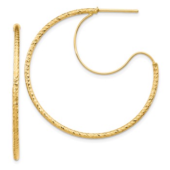 1/2pr 14k 1.5x35mm D/C with Polished wire Hoop Earrings